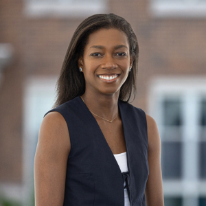 Bria Mitchell-Gillespie, MHA ’25 portrait at Northwestern University Evanston campus.