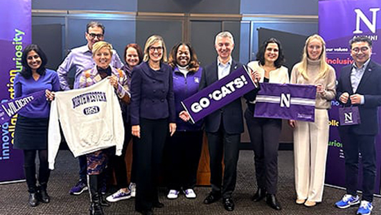 photo of group with Northwestern gear