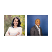Photos of Mimi Bhattacharyya and Brett Brown