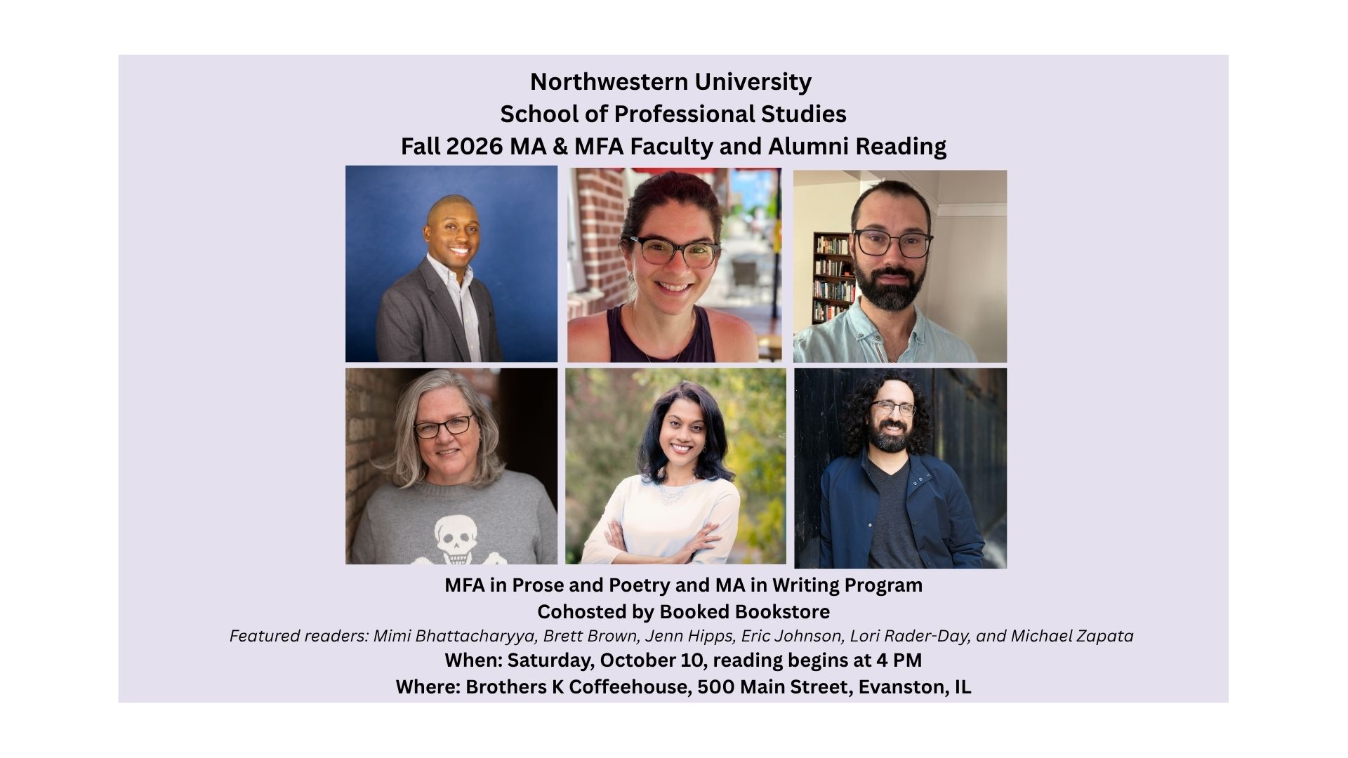 Fall 2026 MA & MFA Faculty & Alumni Reading