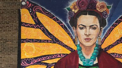 Pilsen neighborhood mural of Frida Kahlo