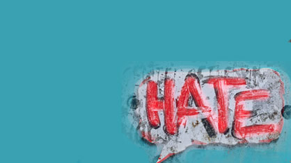Hate spelled out in red