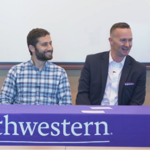 Northwestern SPS faculty members Brice Clinton and Adam Grossman at a MA in Sports Administration panel for Northwestern University students and staff.